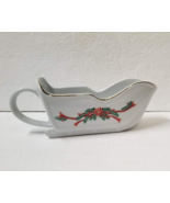 Tienshan Sleigh Holiday Candy Dish Gravy Boat Christmas Holly Poinsettia - $13.86