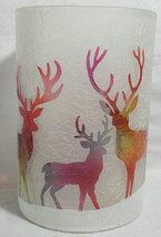 Yankee Candle Frosted Crackle Large Jar Holder RAINBOW REINDEER glitter snow - £56.19 GBP