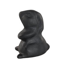 Vintage Bunny Rabbit Figurine Sitting Up Pottery Black Bisque - £27.51 GBP