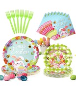96 Pcs Easter Plates and Napkins Disposable Dinnerware Supplies for 24 G... - £27.60 GBP