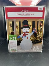 Gemmy Holiday Time Airblown Inflatable Christmas Snowman 7 Ft Light Up - $37.39