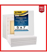 Versatile 10-Pack of 5&quot; x 7&quot; Cotton Stretched Canvases for All Painting ... - $668.91 MXN