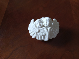 Trinket Ring Jewelry Box with Lid Small Oval Angel&#39;s Embossed White  Porcelain - £11.17 GBP