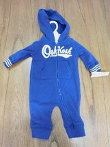 NEW Osh Kosh Sweatsuit Navy Blue One Piece Jumpsuit 0-3 mos $38 tags Hooded - £10.48 GBP
