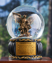 Ebros Guardian Archangel Saint Michael Trampling On Satan Water Globe Figurine - £21.91 GBP
