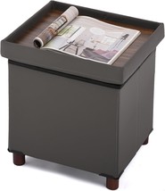 Storage Ottoman, Ottoman With Storage For Living Room Ottoman Square Tray, Grey - £56.87 GBP