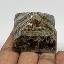 73.3g, 1.4&quot;x1.7&quot;x1.7&quot; Chocolate/Gray Onyx Pyramid Gemstone @Morocco, B18997 - £5.06 GBP