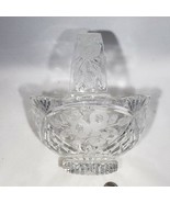 Crystal Glass Bowl Basket Etched Frosted Flower Handle Fifth Avenue EUC ... - £27.42 GBP