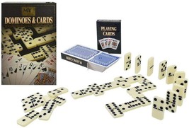 New Retro style Traditional 28pc Double Six Dominoes &amp; 2 Pack Playing Cards - £10.82 GBP