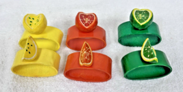 6 Painted Paper Mache Lemons Limes Oranges Fruit Napkin Ring Holders Retro - $18.32