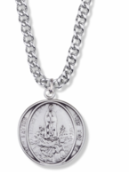 Sterling Silver Round Our Lady Fatima Medal Necklace And Chain - $69.99