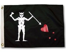 Moon 2x3 Jolly Roger Pirate Black Beard Black Beard Perma Dye Nylon Poly Flag 2x - £7.42 GBP