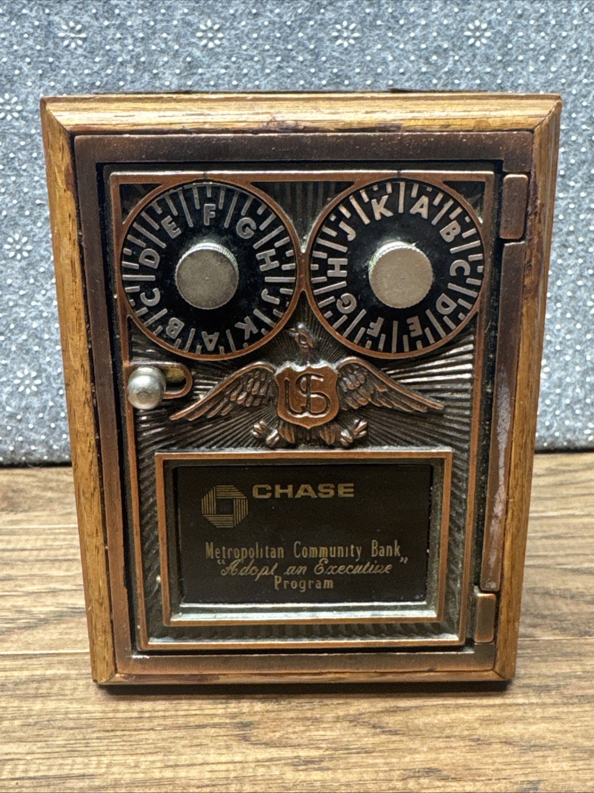 Vintage Chase Bank Mini Vault Safe Dual Combination Eagle Working 1960’s - $29.70
