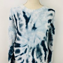 Hippie Rose Pullover Long Sleeve Blue Tie Dye  XS Ribbed Knit Sweater Round Neck - £23.97 GBP