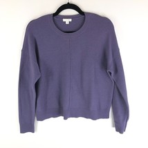 J.Jill Purple Silk Cotton Blend Center Stitch Pullover Crewneck Sweater ... - £15.19 GBP