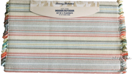 Tommy Bahama Placemats Set of 4 Stripewater Fringe 13x19&quot; Machine Wash Cotton - $39.17