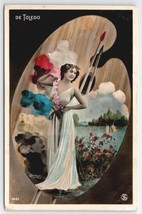 RPPC Actress De Toledo On Paint Palette Reutlinger Art Nouveau Postcard B37 - £16.06 GBP