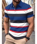 Men&#39;s Full Size Collared Short Sleeve Striped Polo Plus Size - €27,90 EUR