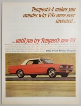 1963 Print Ad Wide-Track Pontiac Tempest Red with V-8 Engine  - £12.18 GBP