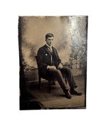 Antique 19th Century Tintype Photograph Young Boy Gentleman Man Suit Tie... - $32.71