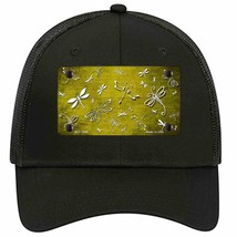 Yellow White Dragonfly Oil Rubbed Novelty Black Mesh License Plate Hat - $28.99