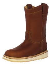 Mens Tan Work Boot Leather Rubber Sole Safety Soft Toe Size 6, 6.5, 9.5, 11.5 - £54.14 GBP