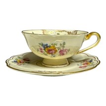 Antique Royal Bayreuth Bavaria Demitasse Tea Cup &amp; Saucer Gold Floral Flowers - £33.24 GBP