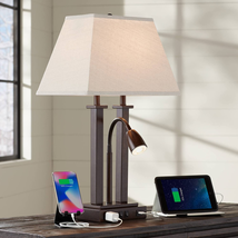 Possini Euro Design Deacon Modern Desk Table Lamp with USB and AC Power Outlet i - £260.00 GBP