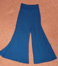 Women Charlotte Russe Size Medium Split Leg Blue Workout Pants Cute Clas... - $11.99