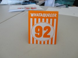 Whataburger Restaurant Tent Table Number #92 lowrider - £11.66 GBP
