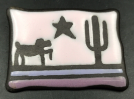 VTG Southwestern Pink Purple Ceramic Brooch Pin Cactus Star Horse 2.25&quot; x 1.5&quot; - £11.21 GBP