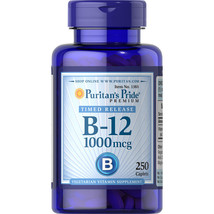 Puritan&#39;s Pride Vitamin B-12 1000 mcg Timed Release - 250 Caplets..+ - £23.86 GBP