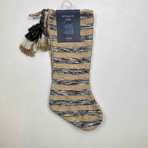 2 Artisan NY Home Burlap Jute Blue Silver Christmas Stockings Tassels St... - £34.26 GBP