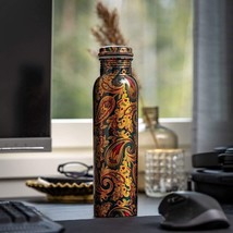 Printed Pure Copper Water Bottle 1000ML and 2 Printed Copper Glasses - £27.95 GBP