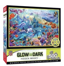 MasterPieces Hidden Images Glow In The Dark Sea Castle Delight 500pc Puz... - $19.36