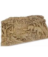 Teak Wood Carving Elephants Thailand Wall Art Plaque Thai Woodcarving - $362.74