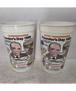 Pair Of McDonald’s Founder&#39;s Day 1989 Plastic 16oz. Cups NEW Shows McD&#39;s... - $14.84
