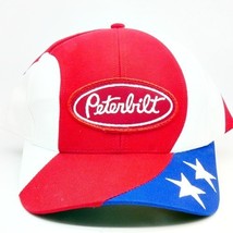 Vintage Peterbilt Red White &amp; Blue Stars Snapback Hat NEW Made In USA - $38.81