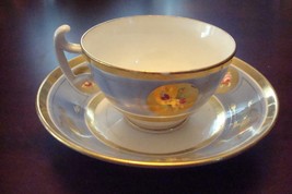 Richmond Art &amp; Co Cup and Saucer Gorgeous Blue, Flowers and Gold Original [68] - £23.11 GBP