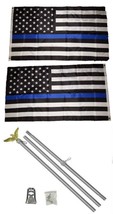 AES USA Polie Blue Line Memorial 3&#39;x5&#39; Polyester 2 Ply Double Sided Flag with 6&#39; - £31.07 GBP