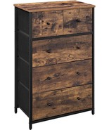 Storage Dresser Tower With 5 Fabric Drawers From Songmics, Wooden Front ... - £94.77 GBP
