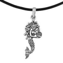 Mythical Treasure Mermaid Sterling Silver Pendant Necklace - £12.09 GBP