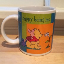 Winnie The Pooh and Piglet &quot;Happy Being Me&quot; Illustrated Party Coffee Mug Tea Cup - £11.22 GBP