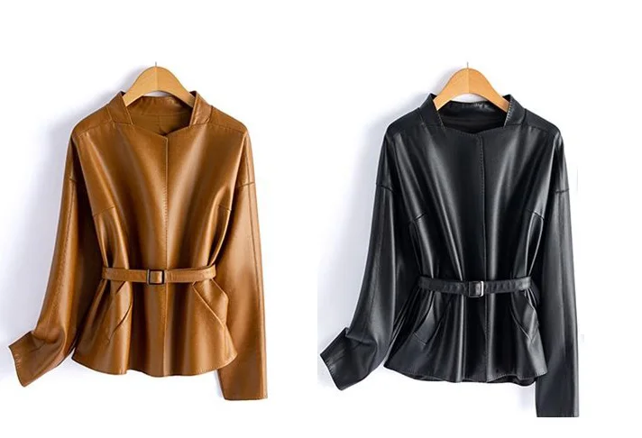 Unisex Genuine Leather Jacket Loose Casual Covered Button Ladies Split S... - $109.00
