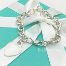 Tiffany Heart Tag Charm Bracelet in Sterling Silver Blank Engravable Heart - $219.00