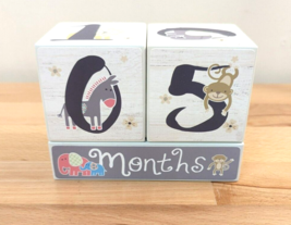 Things Remembered Wooden Baby Milestone Age Blocks Set of 3 Blocks Animals - $25.49 CAD