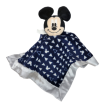 Disney Baby Mickey Mouse Dark Blue + Silver Satin Baby Security Blanket Rattle - £36.88 GBP