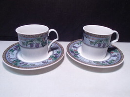 Pair Mikasa ROYAL HARVEST Grape Ultra Ceram Cups &amp; Saucers ~ - £10.40 GBP