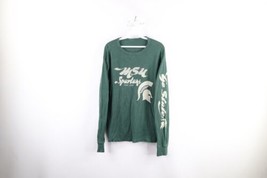 Vintage Mens Medium Faded Michigan State University Thermal Waffle Knit T-Shirt - £35.00 GBP