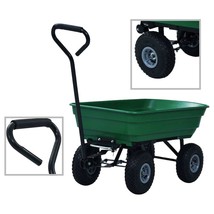 Garden Tipping Hand Cart 300 kg 75L Green - £75.95 GBP